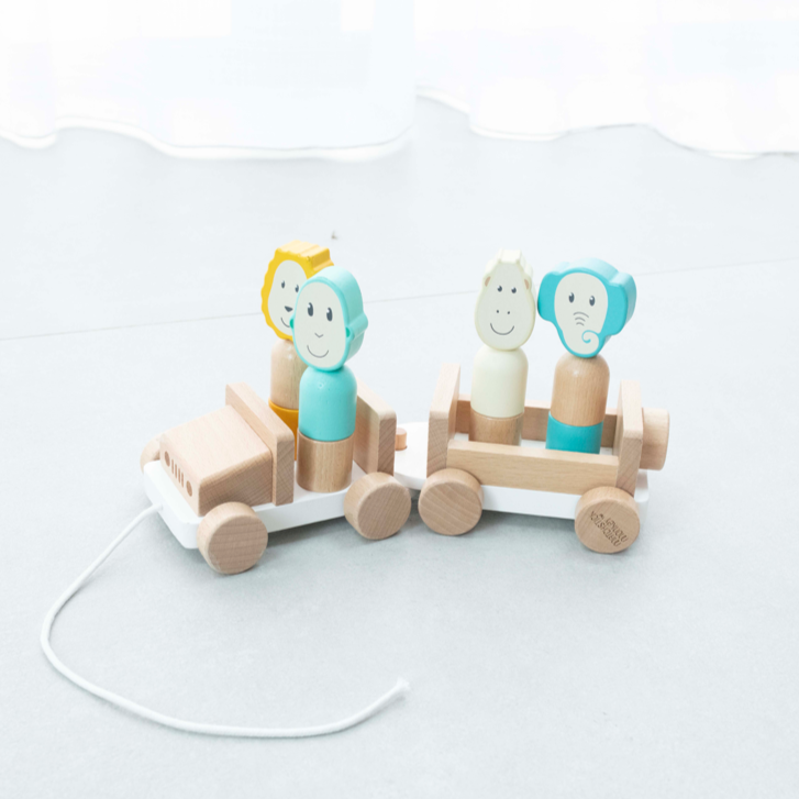 Wooden Baby Toys Matchstick Monkey Playtime Safari Jeep The Little Baby Brand The Little Baby Brand