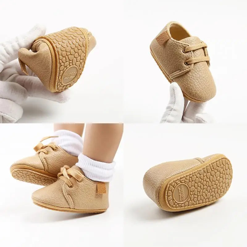 KIDSUN Newborn Baby Shoes Fashion Casual Infant Boys Leather Anti-Slip Falt Rubber Sole Toddler First Walkers Baby Sneakers The Little Baby Brand The Little Baby Brand