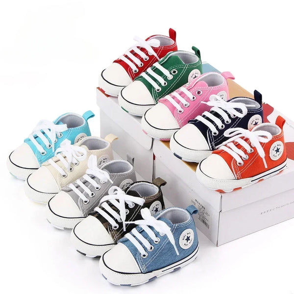 Canvas Sneakers Baby Boys Girls Shoes First Walkers Infant Toddler Anti-Slip Soft Sole Classical Newborn Baby Shoes 0-18 Month The Little Baby Brand The Little Baby Brand