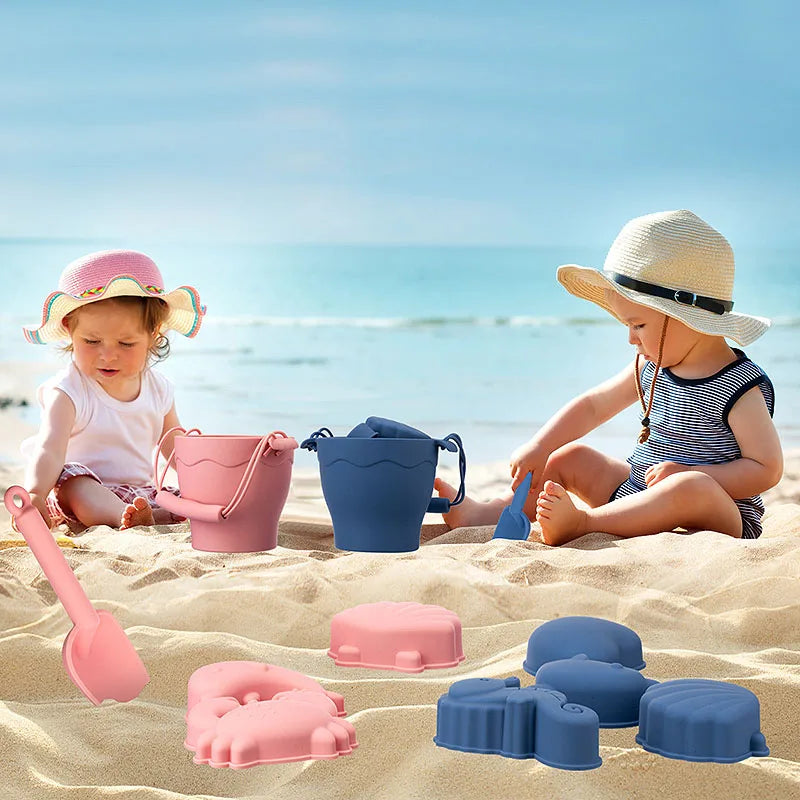 8pcs/Set Beach Toys  Eco-Friendly, BPA-Free, Food-Grade Silicone - Fun Summer Outdoor Toys for Kids with Bucket & 4 Color Sand The Little Baby Brand The Little Baby Brand
