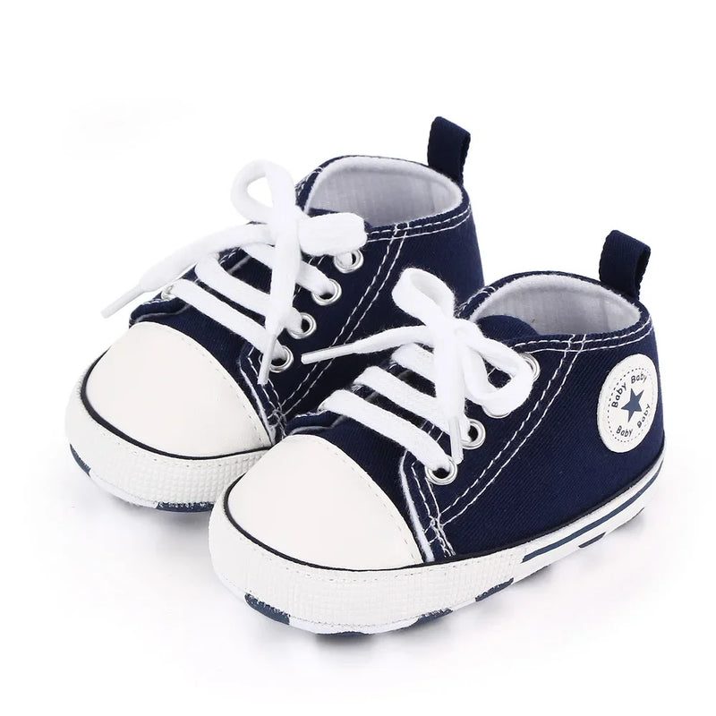 Canvas Sneakers Baby Boys Girls Shoes First Walkers Infant Toddler Anti-Slip Soft Sole Classical Newborn Baby Shoes 0-18 Month The Little Baby Brand The Little Baby Brand