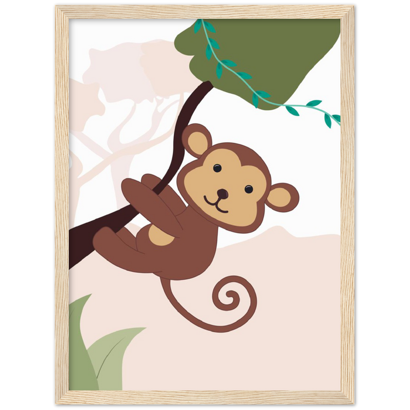 Nursery Monkey Wooden Framed Wall Art Gelato The Little Baby Brand