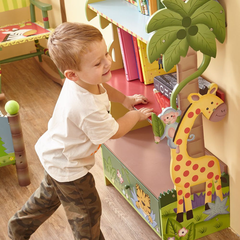 Children's Bookcase Safari Themed Children's Wooden Bookcase Fantasy Fields The Little Baby Brand