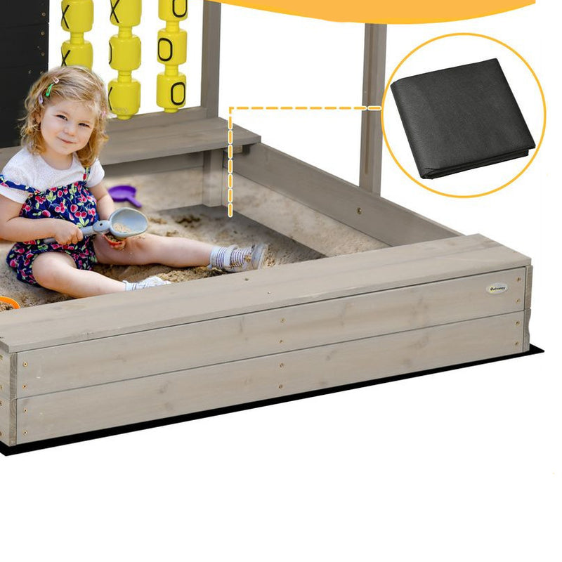 Outsunny Kids Wooden Sandpit, Sandbox w/ Canopy, Seats, for Gardens - Grey Outsunny The Little Baby Brand