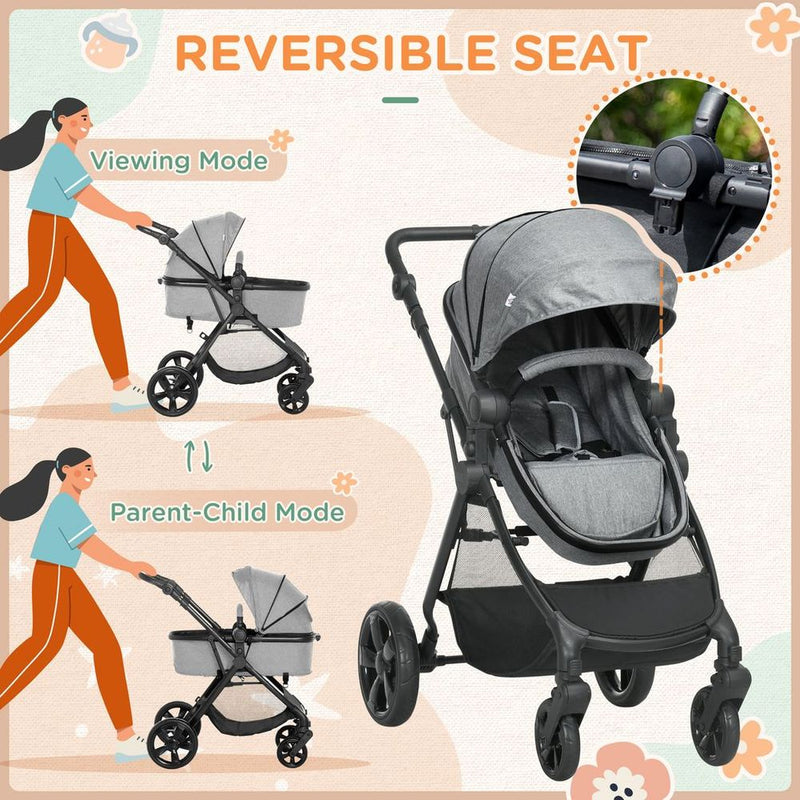 Pushchair Grey - Foldable Baby Pushchair with Fully Reclining Backrest Avasam The Little Baby Brand