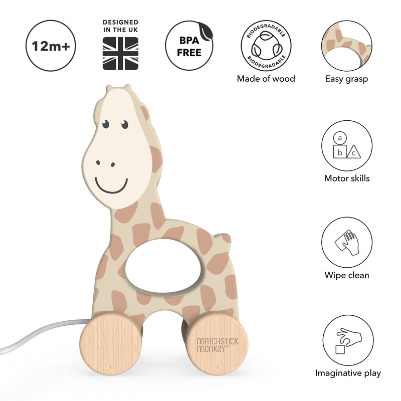 Wooden Toys Matchstick Monkey Playtime Pull Along Animal Giraffe The Little Baby Brand The Little Baby Brand
