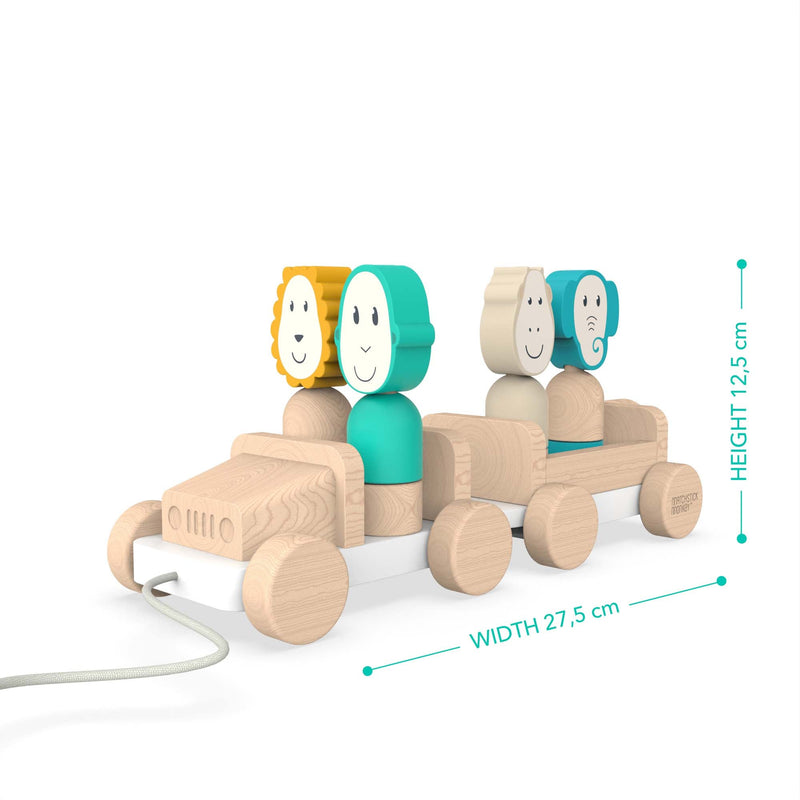 Wooden Baby Toys Matchstick Monkey Playtime Safari Jeep The Little Baby Brand The Little Baby Brand