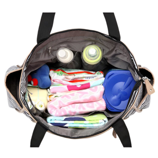 Colorland Black White Stripes Baby Diaper Bag Organizer Fashion Mummy Maternity Bag Travel Messenger Changing Nappy Bags Handbag eprolo The Little Baby Brand