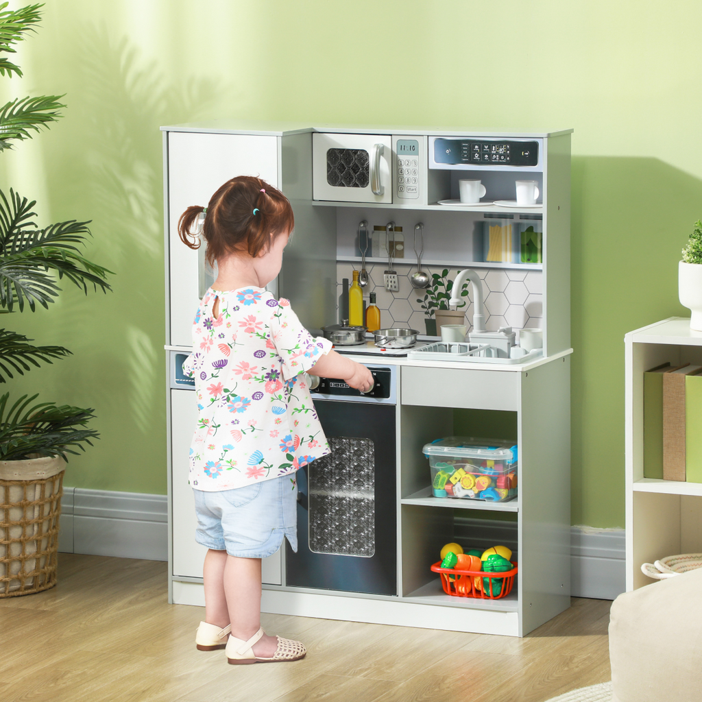 AIYAPLAY Play Kitchen, Pretend Toy Kitchen w/ Sounds Lights, Microwave AIYAPLAY The Little Baby Brand