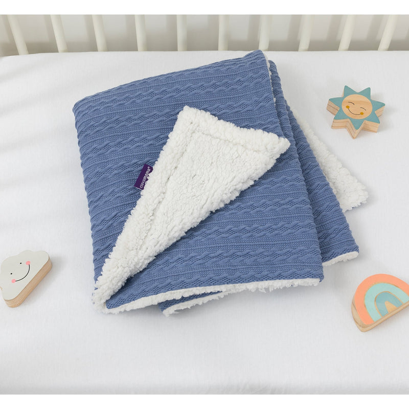 baby blanket Clevamama Blankets - Luxe Sherpa Baby Blanket Blue The Little Baby Brand The Little Baby Brand