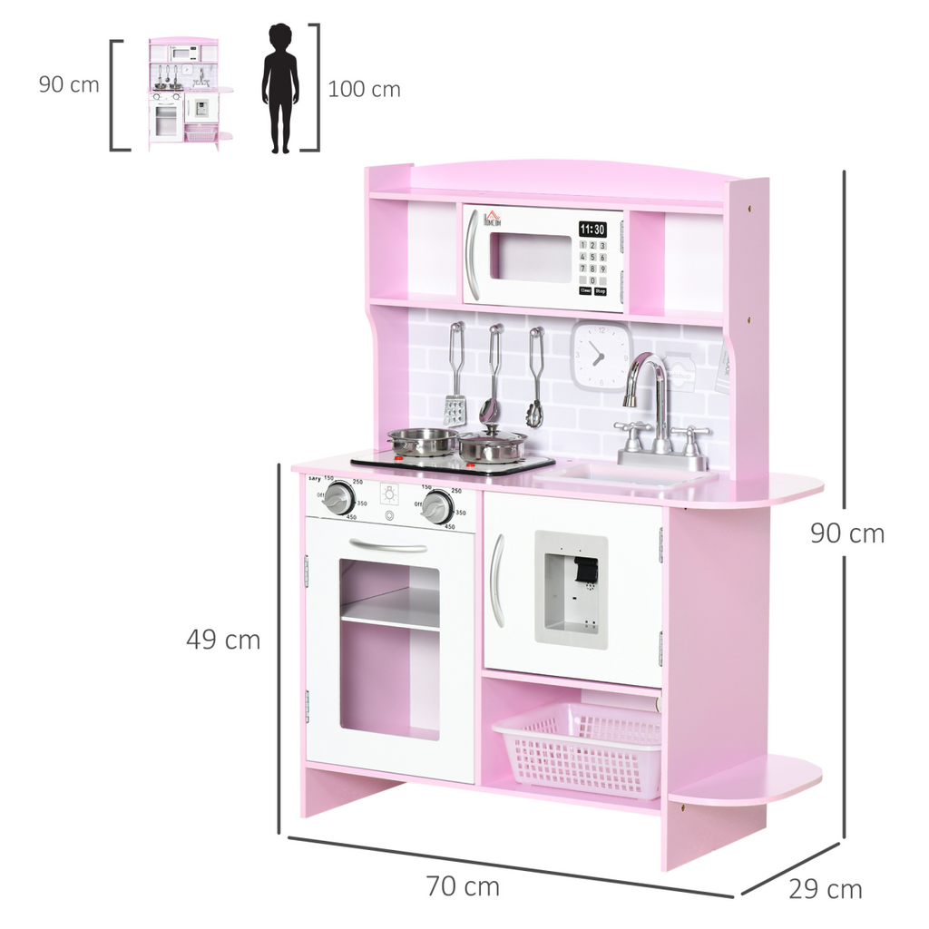 Kitchen Set for Kids W/ Lights Sounds, Microwave, Sink, for Aged 3-6 HOMCOM Unbranded The Little Baby Brand