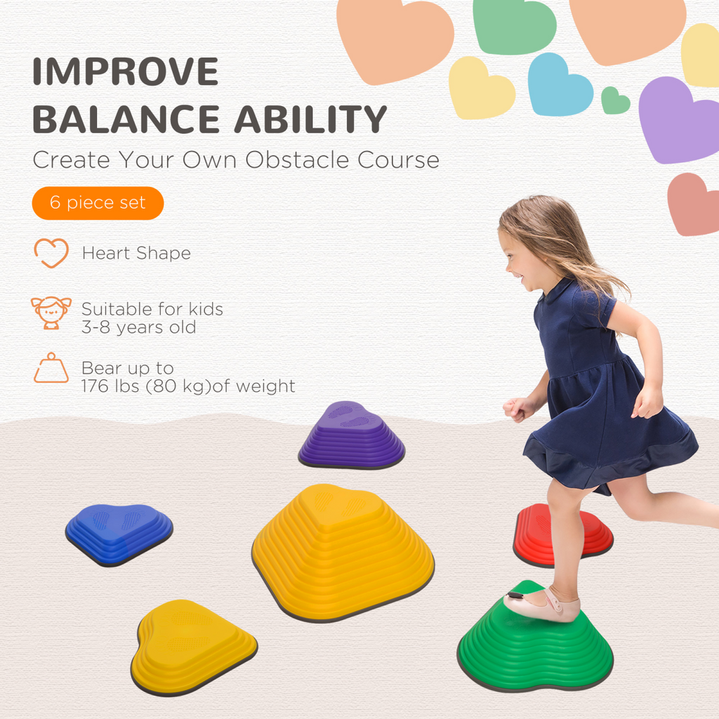 AIYAPLAY 6PCs Kids Stepping Stones, Non-Slip Stackable River Stones AIYAPLAY The Little Baby Brand