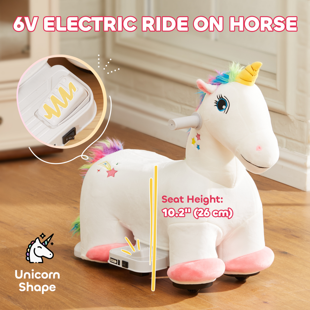 AIYAPLAY 6V Electric Ride on Unicorn with Music Forward AIYAPLAY The Little Baby Brand