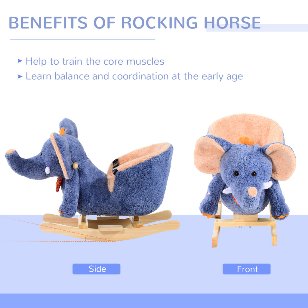 Rocking Horse Ride on Toy Seat Belt Safety Toddler Elephant Music Unbranded The Little Baby Brand