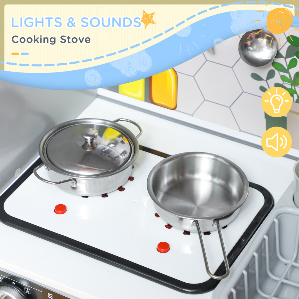 AIYAPLAY Play Kitchen, Pretend Toy Kitchen w/ Sounds Lights, Microwave AIYAPLAY The Little Baby Brand