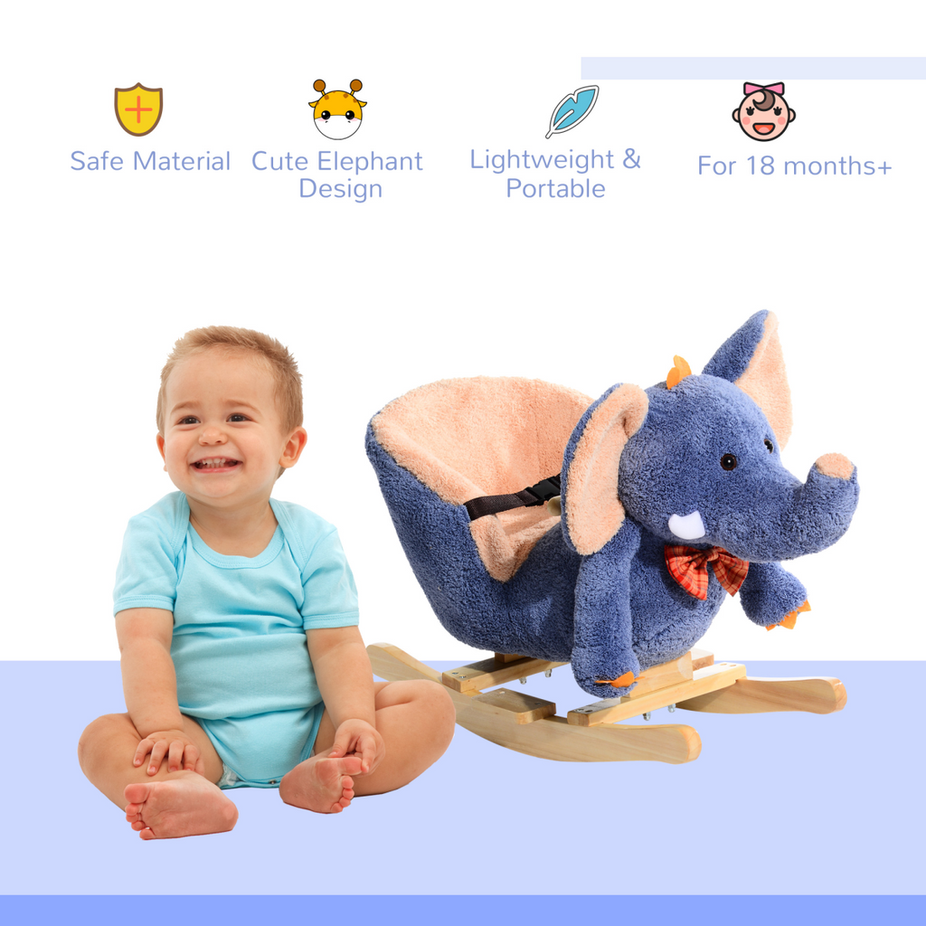 Rocking Horse Ride on Toy Seat Belt Safety Toddler Elephant Music Unbranded The Little Baby Brand