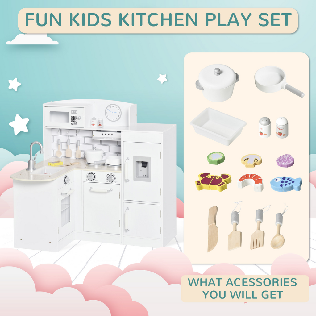 Kids Kitchen Play Kitchen Toy Set for Children Drinking Fountain White HOMCOM The Little Baby Brand