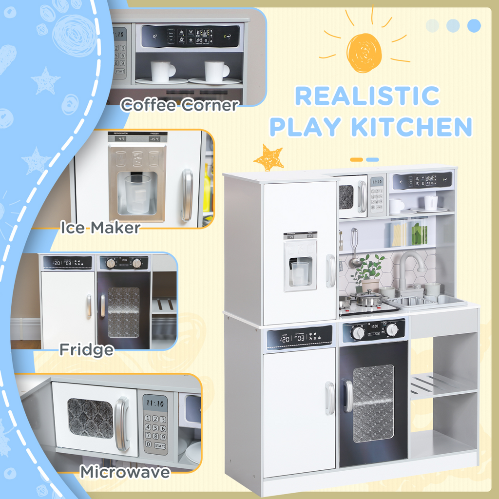 AIYAPLAY Play Kitchen, Pretend Toy Kitchen w/ Sounds Lights, Microwave AIYAPLAY The Little Baby Brand