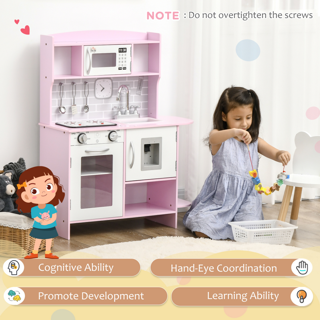 Kitchen Set for Kids W/ Lights Sounds, Microwave, Sink, for Aged 3-6 HOMCOM Unbranded The Little Baby Brand