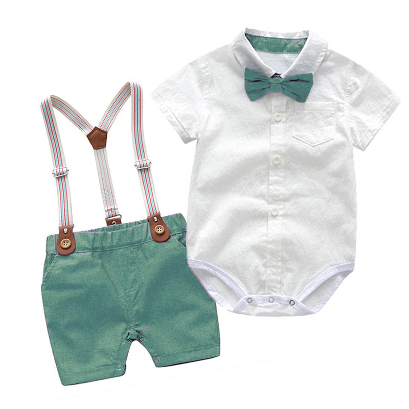 Summer Boy Baby Gentleman Suit Baby Romper Overalls Two-Piece British Style Handsome Clothing eprolo The Little Baby Brand