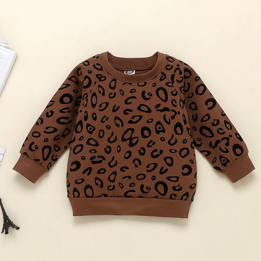 Infant Baby Girls Boys Leopard Clothes Long Sleeve Print Casual Loose T-shirt Tops Pants Outfits Clothing eprolo The Little Baby Brand