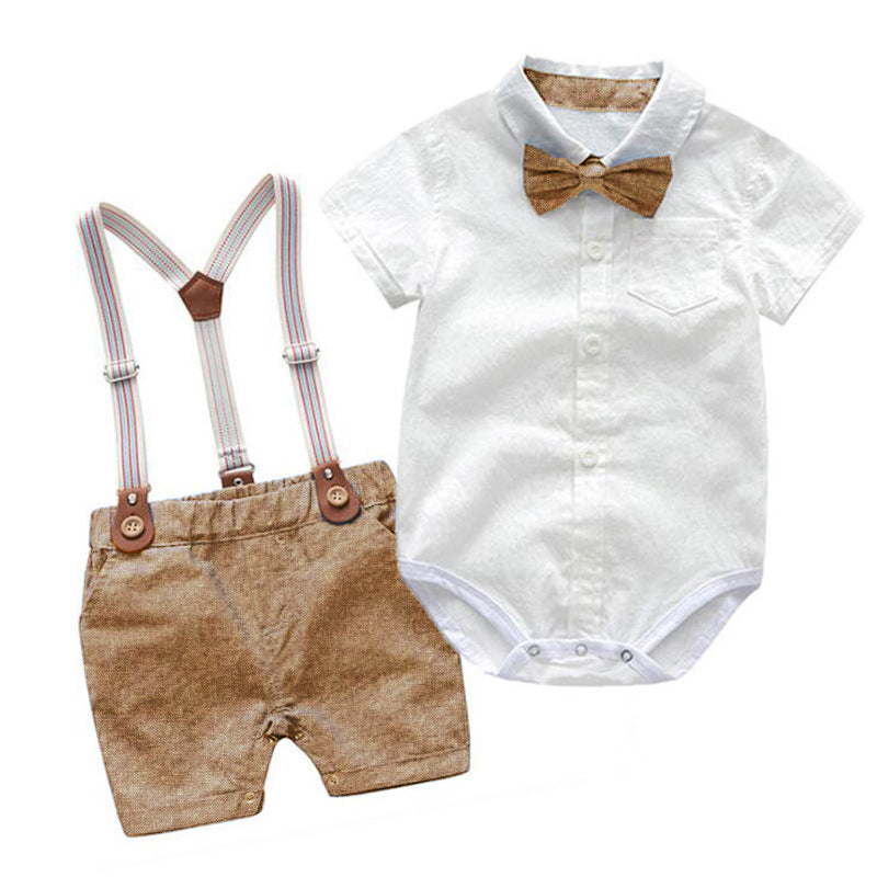 Summer Boy Baby Gentleman Suit Baby Romper Overalls Two-Piece British Style Handsome Clothing eprolo The Little Baby Brand