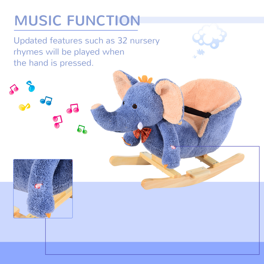 Rocking Horse Ride on Toy Seat Belt Safety Toddler Elephant Music Unbranded The Little Baby Brand