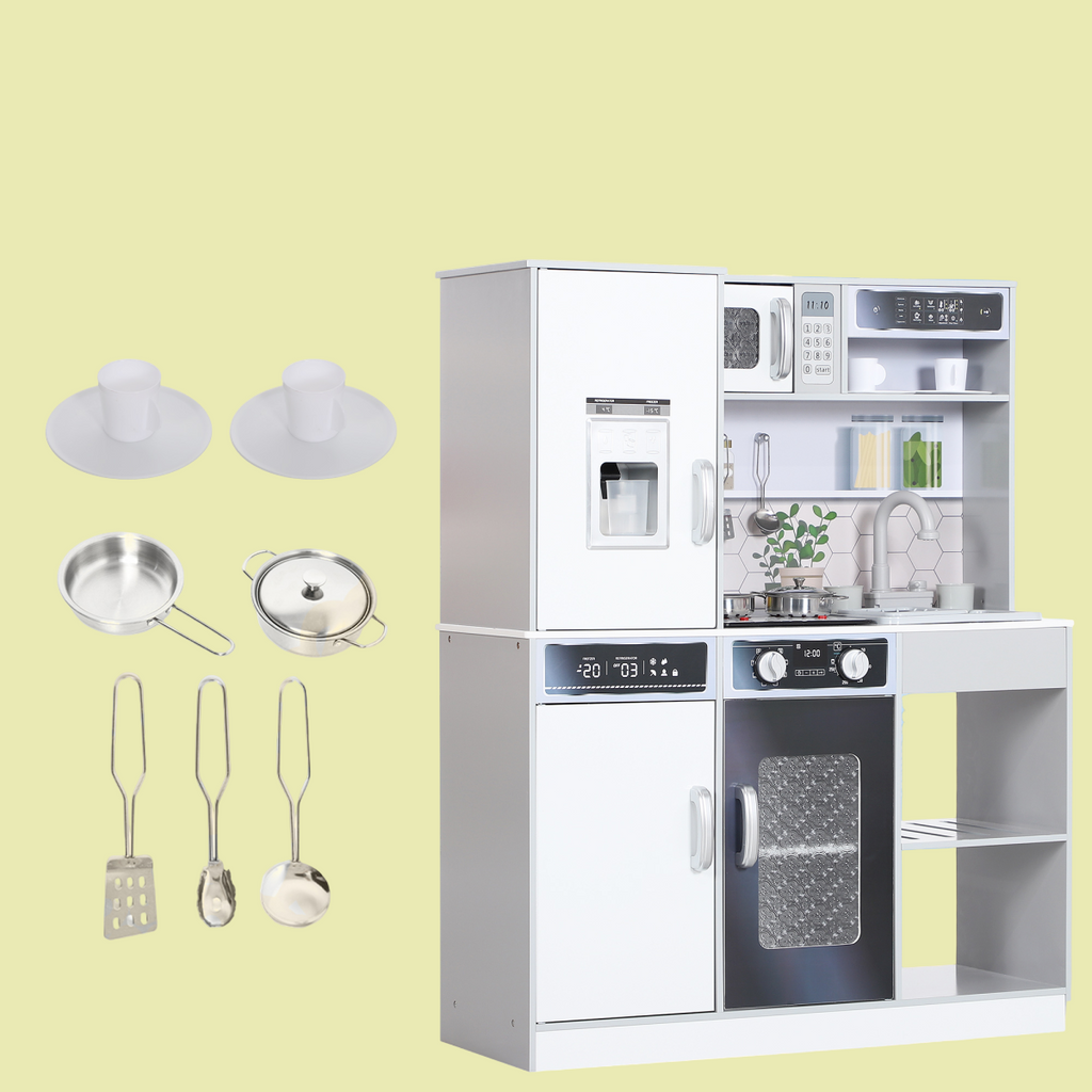 AIYAPLAY Play Kitchen, Pretend Toy Kitchen w/ Sounds Lights, Microwave AIYAPLAY The Little Baby Brand