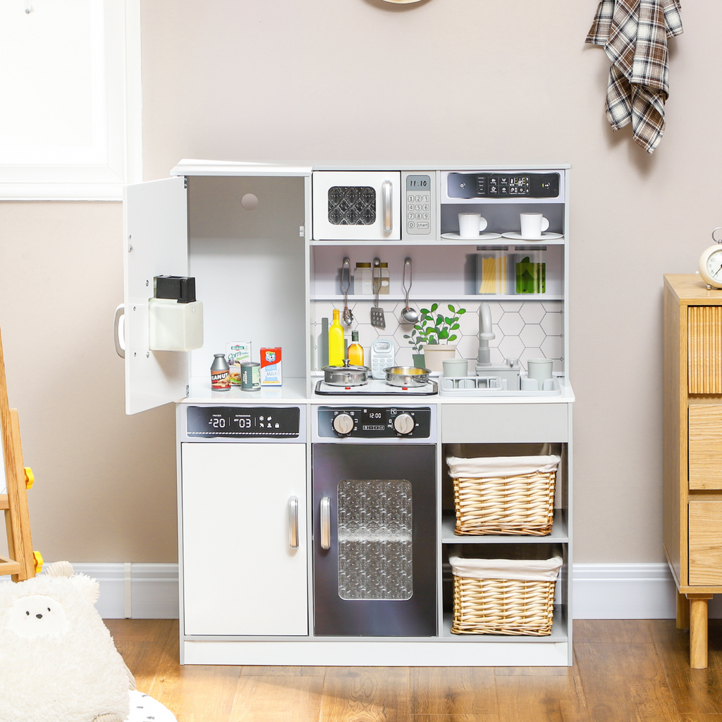 AIYAPLAY Play Kitchen, Pretend Toy Kitchen w/ Sounds Lights, Microwave AIYAPLAY The Little Baby Brand