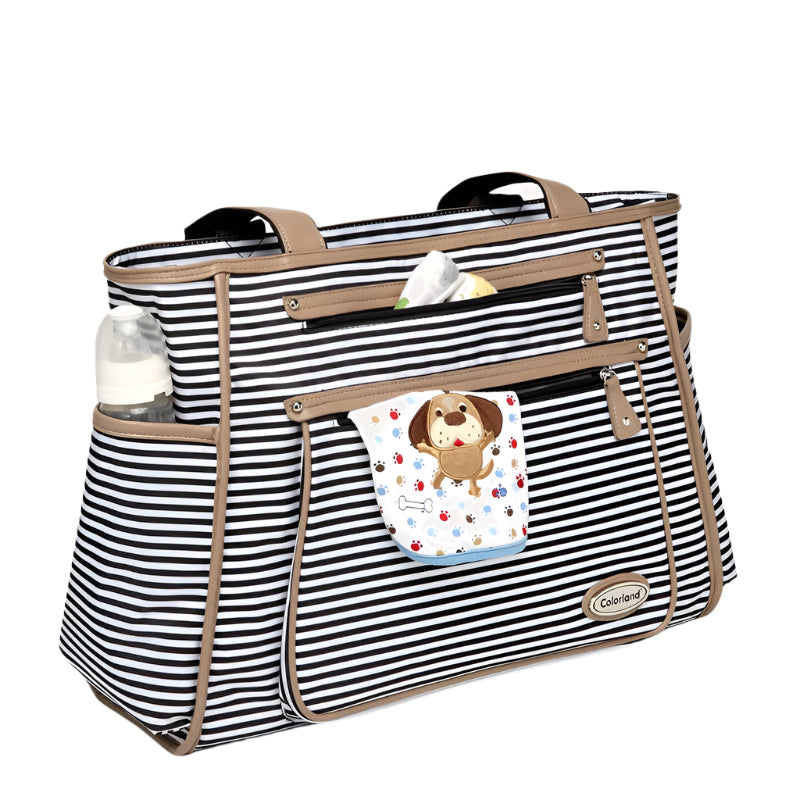 Colorland Black White Stripes Baby Diaper Bag Organizer Fashion Mummy Maternity Bag Travel Messenger Changing Nappy Bags Handbag eprolo The Little Baby Brand