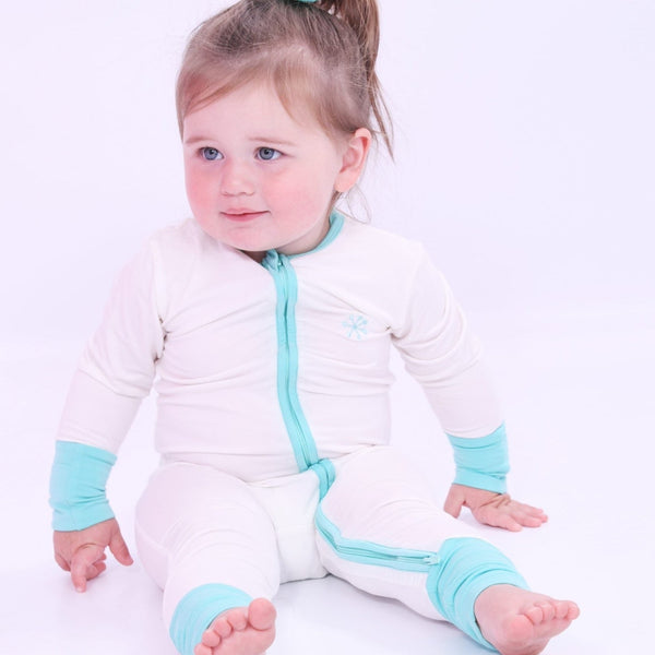 Baby Clothing Turquoise Breeze Bamboo Sleepeaz Sleepsuit Elivia James The Little Baby Brand