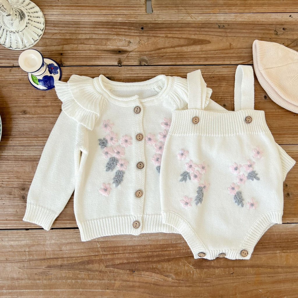 Infant and toddler 3-9 month baby set, flower coat, shoulder strap, zipper, climbing suit, two-piece set eprolo The Little Baby Brand
