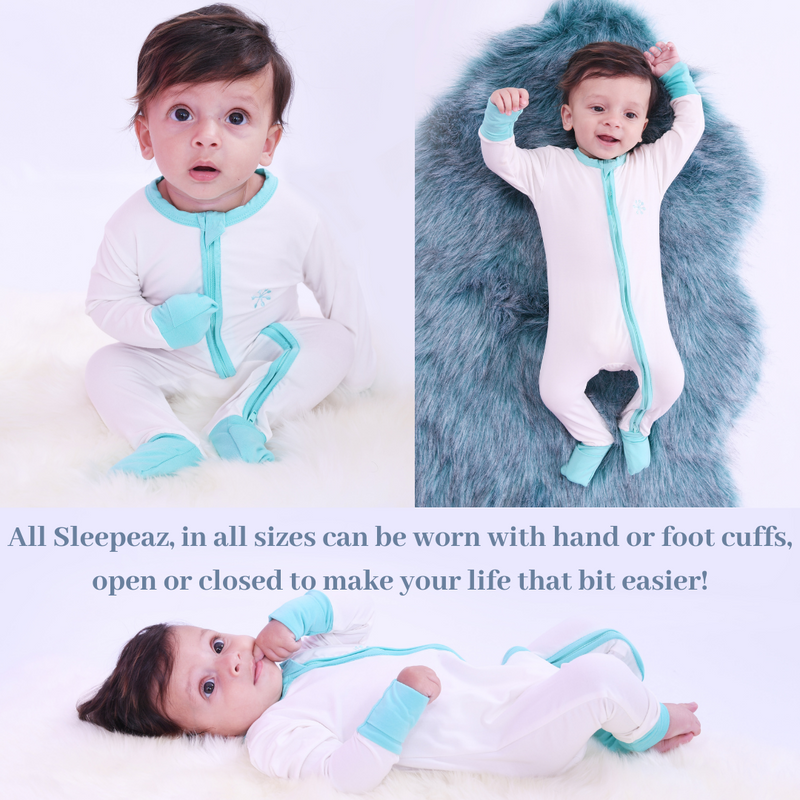Baby Clothing Turquoise Breeze Bamboo Sleepeaz Sleepsuit Elivia James The Little Baby Brand