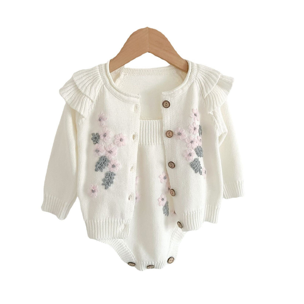 Infant and toddler 3-9 month baby set, flower coat, shoulder strap, zipper, climbing suit, two-piece set eprolo The Little Baby Brand