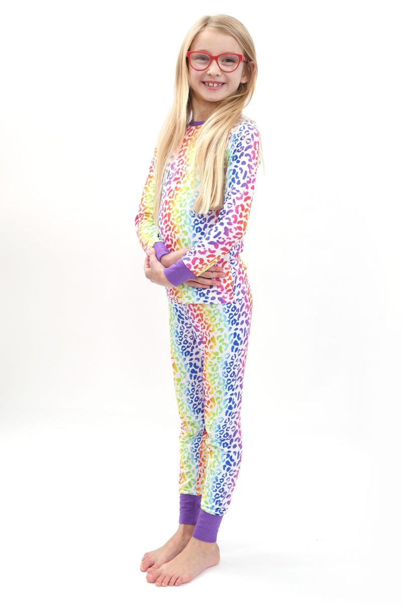 bamboo wear Rainbow Leopard- Children's Bamboo Playjay Pyjamas Elivia James The Little Baby Brand
