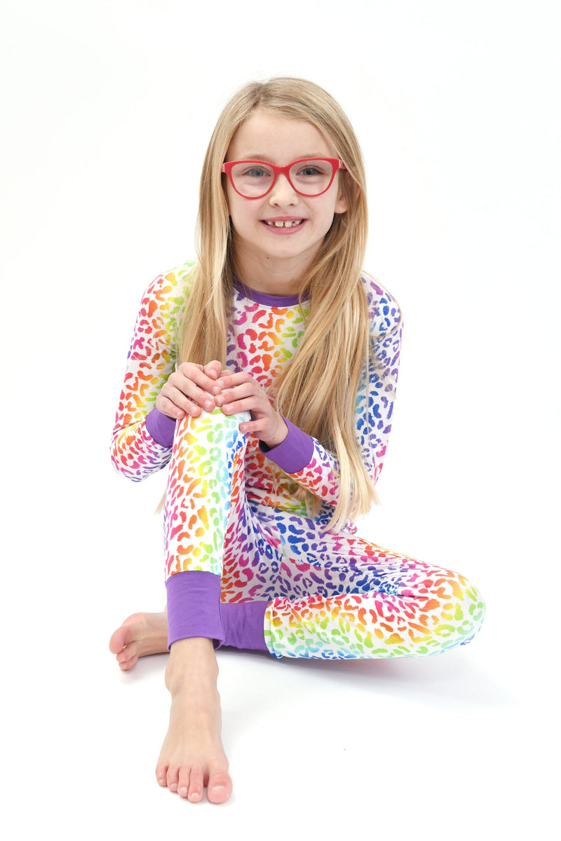 bamboo wear Rainbow Leopard- Children's Bamboo Playjay Pyjamas Elivia James The Little Baby Brand