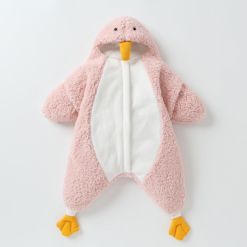 Little Yellow Duck Baby Wrapped with Lamb Fleece Thickened Newborn Baby Wrapped with Anti Startle Sleeping Bag for Newborn eprolo The Little Baby Brand