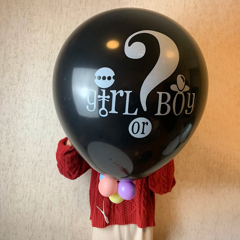 1 Set Giant Boy Or Girl Gender Reveal Black Latex Balloon Baby Shower Confetti Ballons Birthday Gender Reveal Party Decoration The Little Baby Brand The Little Baby Brand