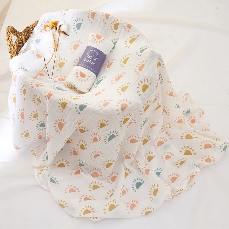 Elinfant 100% cotton 120*110cm 2 Layers Newborn Baby Bath Towel Wrap Muslin Swaddle Blankets Wholesale Dropshipping The Little Baby Brand The Little Baby Brand