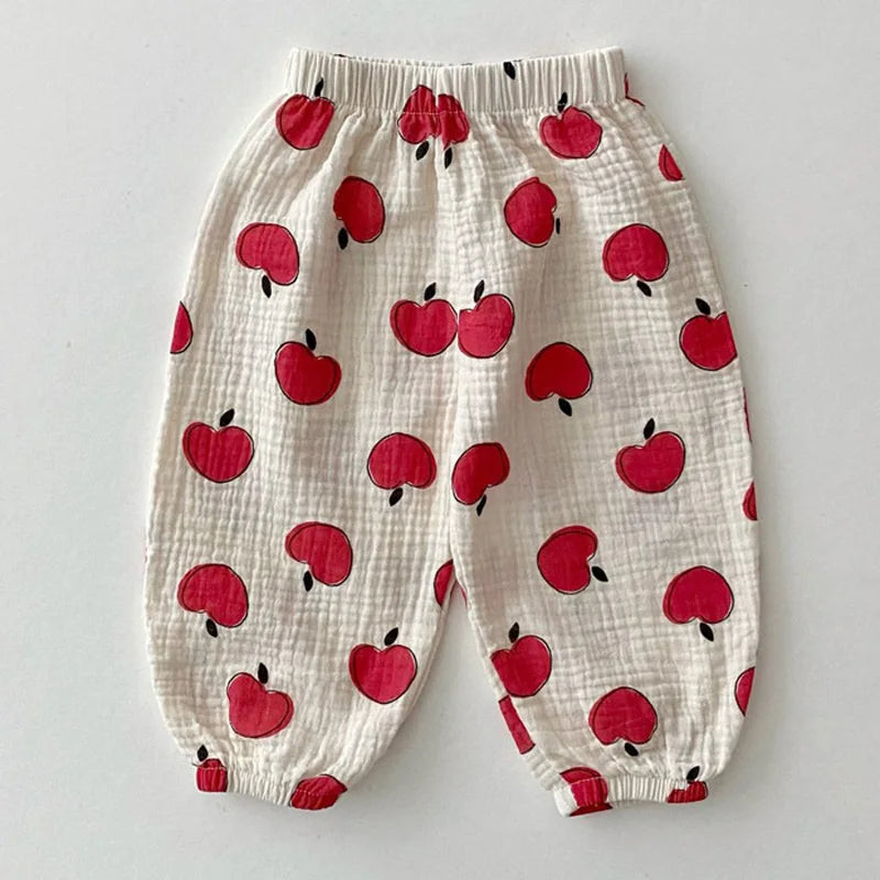 Summer Baby Clothes Linen Girls Pants Sweet Print Girls Trousers Boys Casual Pants The Little Baby Brand The Little Baby Brand