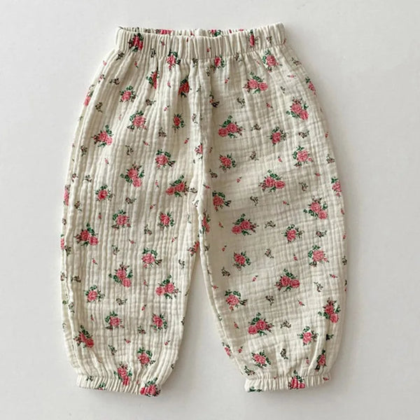 Summer Baby Clothes Linen Girls Pants Sweet Print Girls Trousers Boys Casual Pants The Little Baby Brand The Little Baby Brand