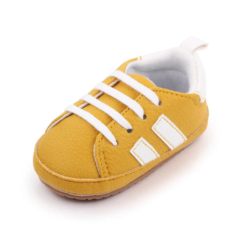 Two Striped PatchWork Baby Shoes For Boys Girls Hard Sole Shoes Spring Bebes Sneakers Toddler Newborn Shoes First Walker The Little Baby Brand The Little Baby Brand