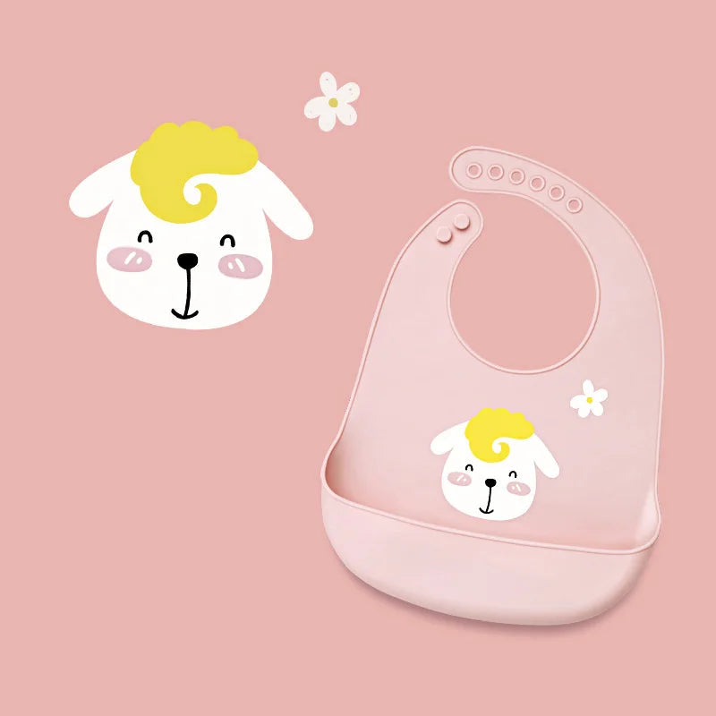 Cute Baby Bibs Waterproof Soft Silicone Cartoon Print Baby Feeding Stuff Dinosaur Kids Girl Boy Adjustable Children Bib eprolo The Little Baby Brand