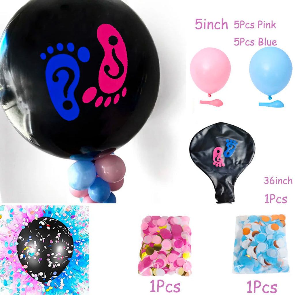 1 Set Giant Boy Or Girl Gender Reveal Black Latex Balloon Baby Shower Confetti Ballons Birthday Gender Reveal Party Decoration The Little Baby Brand The Little Baby Brand