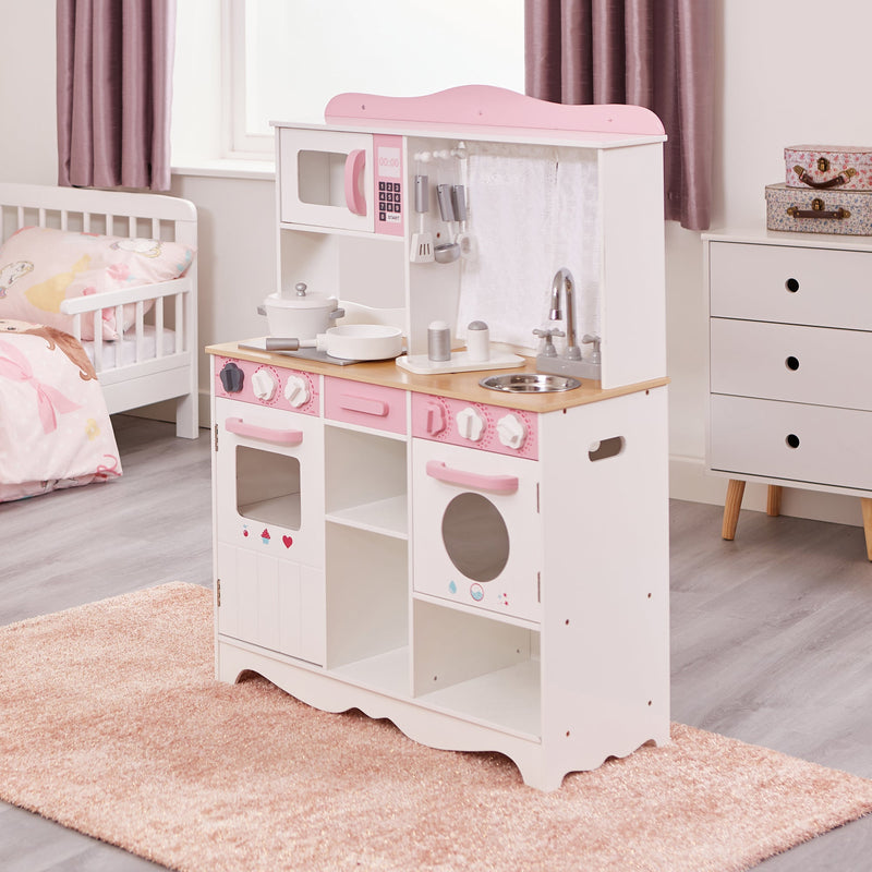 Toy Kitchens Kids Country Play Kitchen with 9 Wooden Accessories Liberty House Toys The Little Baby Brand