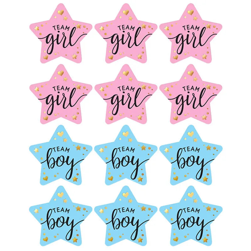 60/120pcs Team Boy Team Girl Stickers Boy or Girl Sticker for Gender Reveal Party Decoration Baby Shower Supplies Gift Box Label The Little Baby Brand The Little Baby Brand