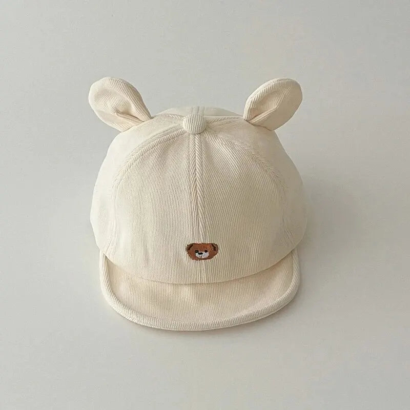 Cartoon Bear Baby Baseball Hat with Ears Cute Solid Color Infant Peaked Cap Kawaii Spring Summer Kids Cotton Sun Hats The Little Baby Brand The Little Baby Brand