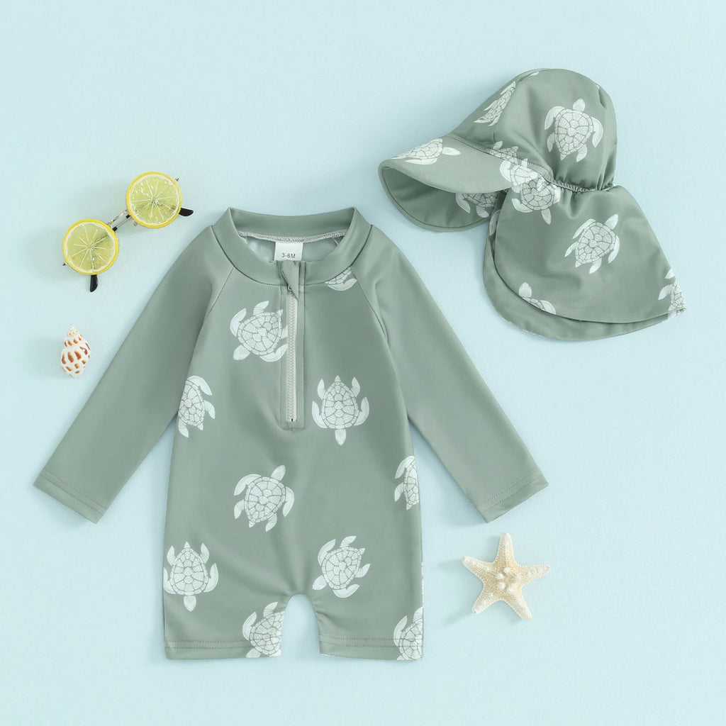 Baby Swimwear Turtle Baby Swimsuit with Hat (Copy) The Little Baby Brand The Little Baby Brand
