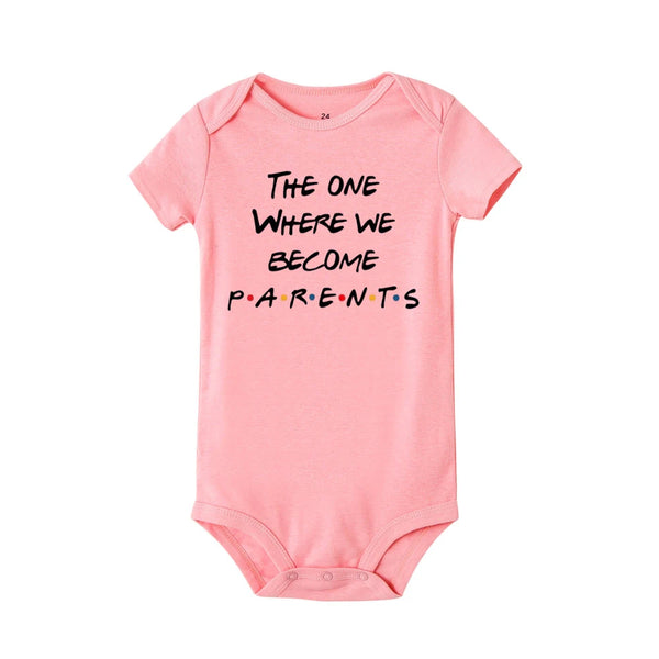 Pregnancy Announcement Friends Newborn Bodysuit Baby Infant Toddler Jumpsuit We Become Parents Baby Clothes Gifts for New Parent The Little Baby Brand The Little Baby Brand