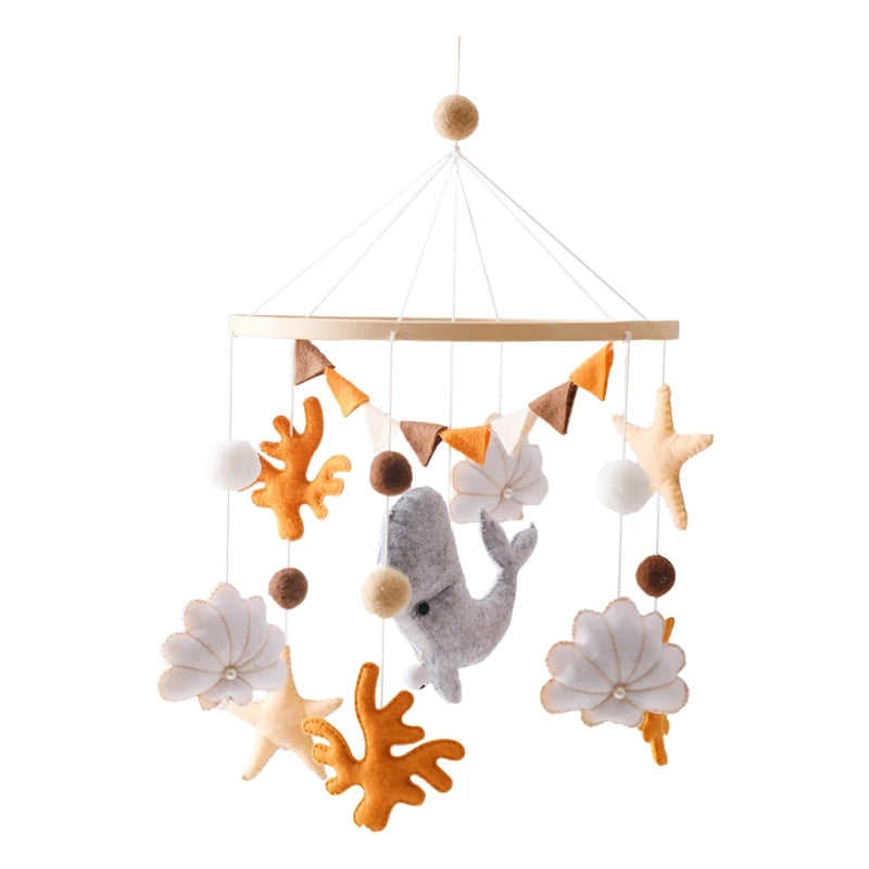 Crib Mobile Bed Bell Wooden Baby Rattles Soft Felt Cartoon Animal Bed Bell Newborn Music Box Hanging Toy Crib Bracket Baby Gifts The Little Baby Brand The Little Baby Brand